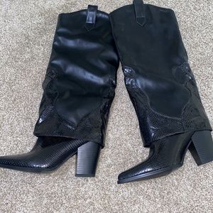 Sexy black cowgirl boots leather boots LIKE NEW